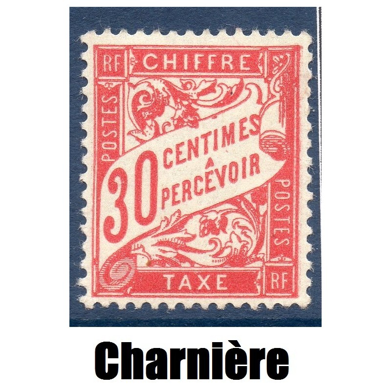 Timbre France Taxes Yvert 33 Type Duval 30c Rouge carminé neuf * avec trace de charnière