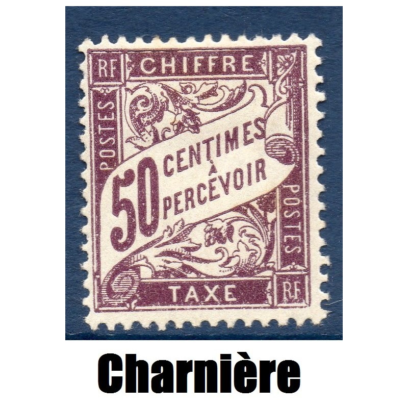 Timbre France Taxes Yvert 37 Type Duval 50c Lilas neuf * avec trace de charnière