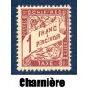Timbre France Taxes Yvert 40 Type Duval 1f  Lilas brun sur paille neuf * avec trace de charnière