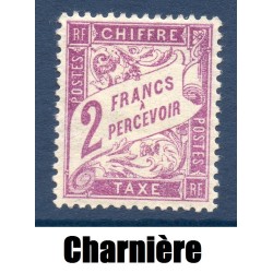 Timbre France Taxes Yvert 42 Type Duval 2f  Violet neuf * avec trace de charnière