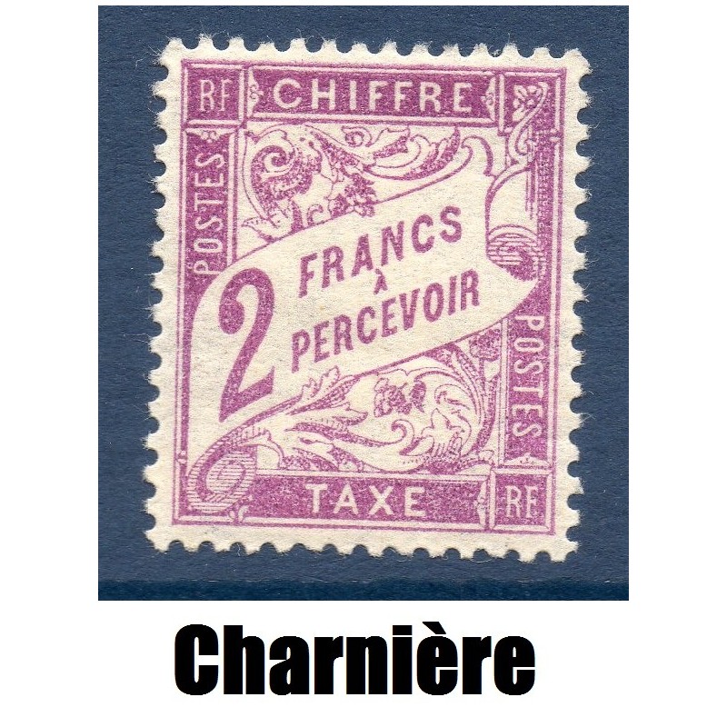 Timbre France Taxes Yvert 42 Type Duval 2f Violet neuf * avec trace de charnière Timbre France Taxes Yvert 42 Type Duval 2f Violet neuf * avec trace de charnière