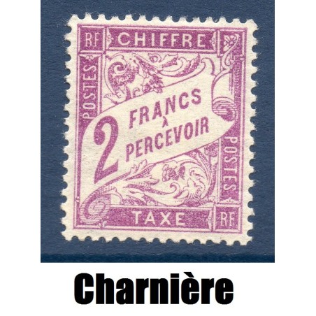 Timbre France Taxes Yvert 42 Type Duval 2f  Violet neuf * avec trace de charnière