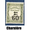 Timbre France Taxes Yvert 52 Type Recouvrement 60c sur 1c Olive neuf * avec trace de charnière