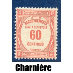 Timbre France Taxes Yvert 58 Type Recouvrement 60c Rouge neuf * avec trace de charnière