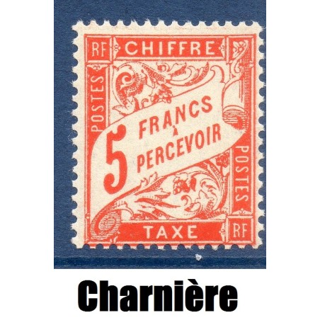 Timbre France Taxes Yvert 66 Type Duval 5f Orange neuf * avec trace de charnière