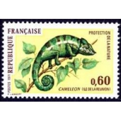 Timbre France Yvert No 1692 Caméléon de l'ile de la Réunion