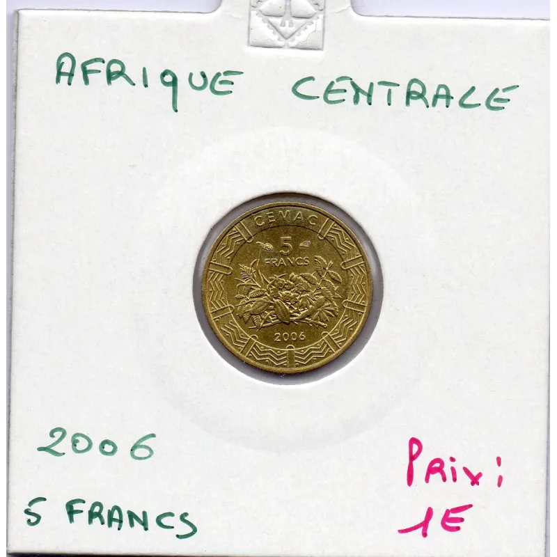 Afrique centrale 5 francs 2006 Sup KM 18 pièce de monnaie Afrique centrale 5 francs 2006 Sup KM 18 pièce de monnaie