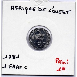 Etats Afrique Ouest 1 franc 1981 FDC KM 8 pièce de monnaie