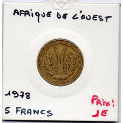 Etats Afrique Ouest 5 francs 1978 TTB KM 2a pièce de monnaie