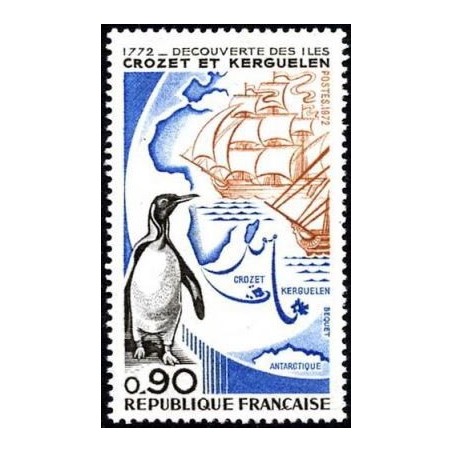 Timbre France Yvert No 1704 Découverte des iles Crozet et Kerguelen