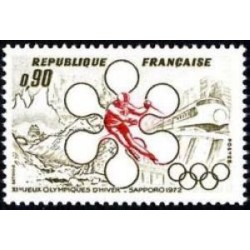 Timbre France Yvert No 1705 Sapporo, jeux olympiques d'hiver