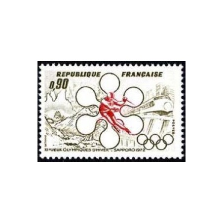 Timbre France Yvert No 1705 Sapporo, jeux olympiques d'hiver