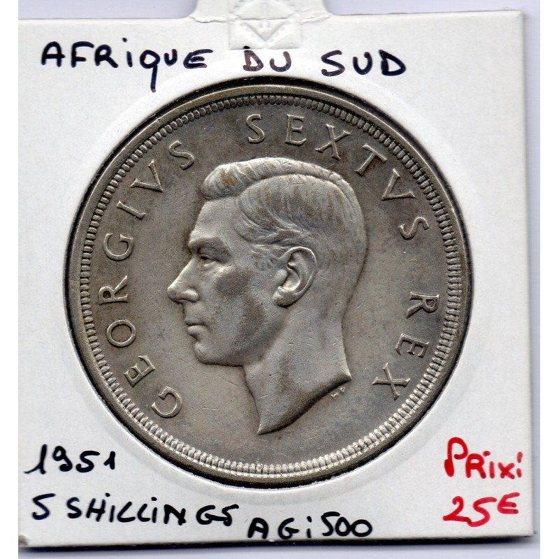 Afrique du sud 5 shillings 1951 TTB KM 40.2 pièce de monnaie