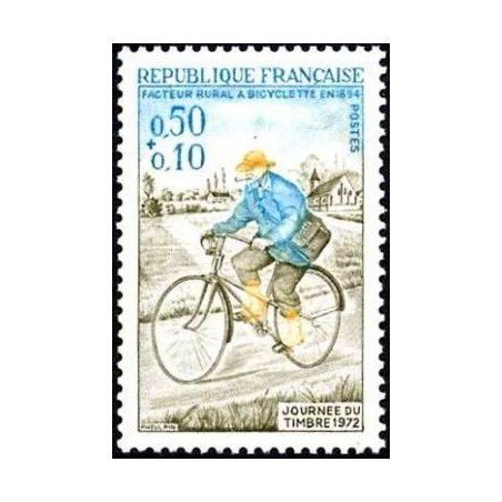 Timbre France Yvert No 1710 Journée du timbre, facteur rural et église de Champignelles