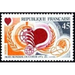 Timbre France Yvert No 1711 Mois mondial du coeur