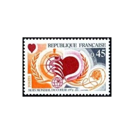 Timbre France Yvert No 1711 Mois mondial du coeur