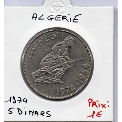 Algérie 5 dinars 1974 Sup KM 108 pièce de monnaie
