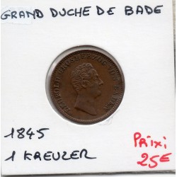 Bade 1 kreuzer 1845 TTB Leopold KM 203 pièce de monnaie