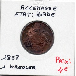 Bade 1 kreuzer 1867 TTB KM 242 pièce de monnaie