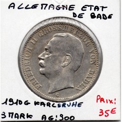 Bade 3 mark 1910 G TTB KM 280 pièce de monnaie