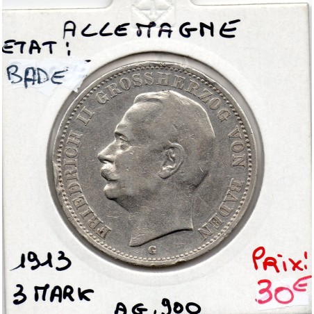 Bade 3 mark 1912 G TTB- KM 280 pièce de monnaie