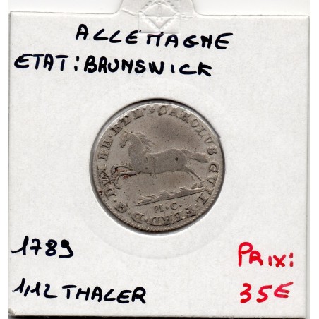 Brunswick-Wolfenbuttel 1/12 thaler 1789 TTB- KM 1000 pièce de monnaie