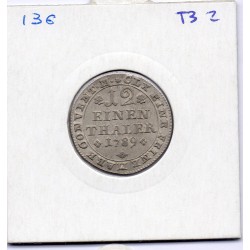 Brunswick-Wolfenbuttel 1/12 thaler 1789 TTB- KM 1000 pièce de monnaie