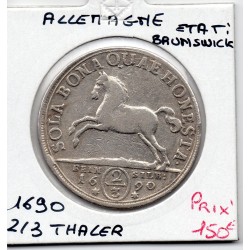 Brunswick-Luneberg-Calenberg 2/3 thaler 1690 TTB KM 348 pièce de monnaie