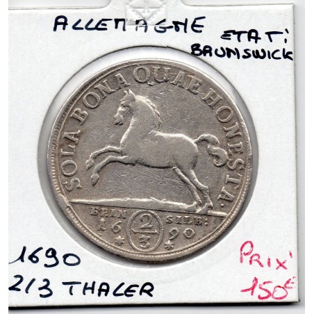 Brunswick-Luneberg-Calenberg 2/3 thaler 1690 TTB KM 340 pièce de monnaie