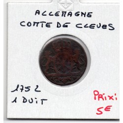 Clèves 1 duit 1752 B KM 53 pièce de monnaie