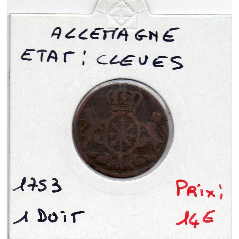 Clèves 1 duit 1753 TB- KM 53 pièce de monnaie