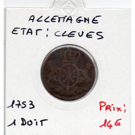 Clèves 1 duit 1753 TB- KM 53 pièce de monnaie