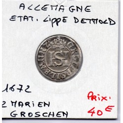 Lippe Detmold 2 Marien Groschen 1672 TTB KM 80 pièce de monnaie