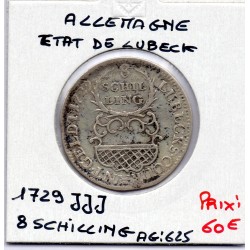Lubeck 8 schilling 1729 JJJ TTB- KM 144 pièce de monnaie