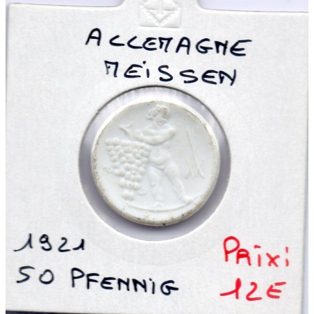 Meissen 50 pfennig porcelaine 1921 Sup KM - pièce de monnaie