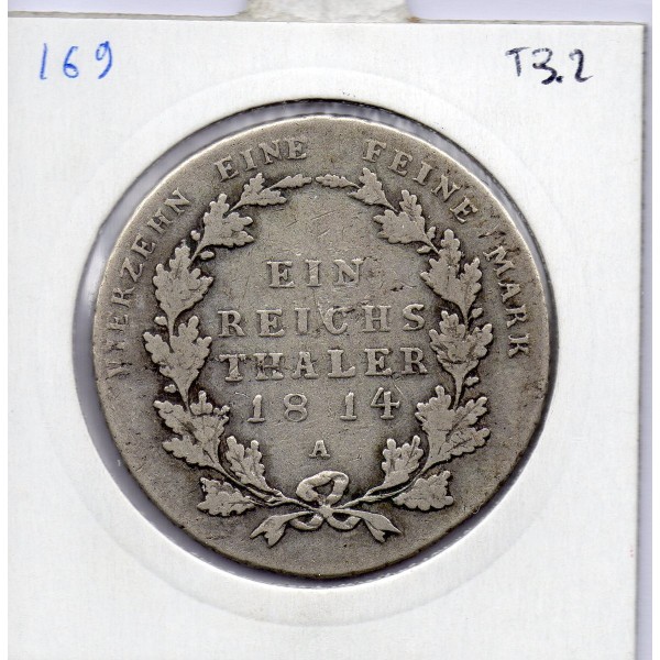 Prusse 1 reichsthaler 1814 TB KM 387 pièce de monnaie