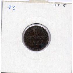 Prusse 1 pfennig 1867 A TTB KM 480 pièce de monnaie