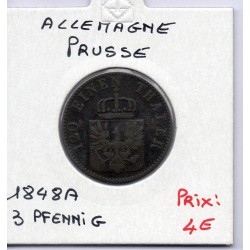 Prusse 3 pfennig 1848 A TTB KM 453 pièce de monnaie