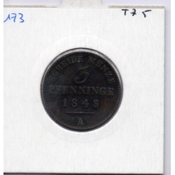 Prusse 3 pfennig 1848 A TTB KM 453 pièce de monnaie