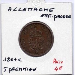 Prusse 3 pfennig 1867 C TTB KM 482 pièce de monnaie