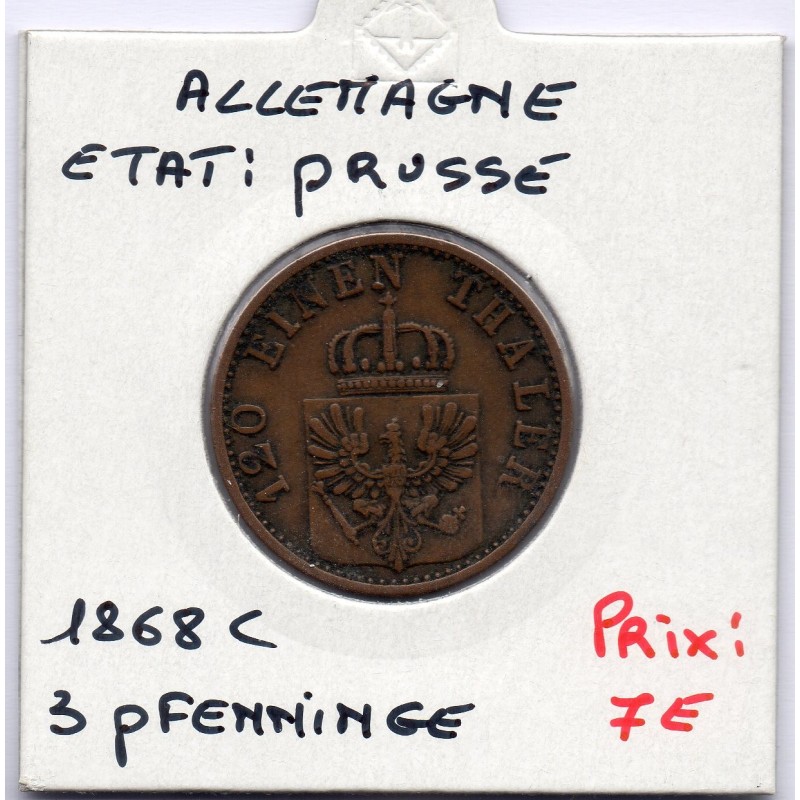 Prusse 3 pfennig 1868 C TTB KM 482 pièce de monnaie