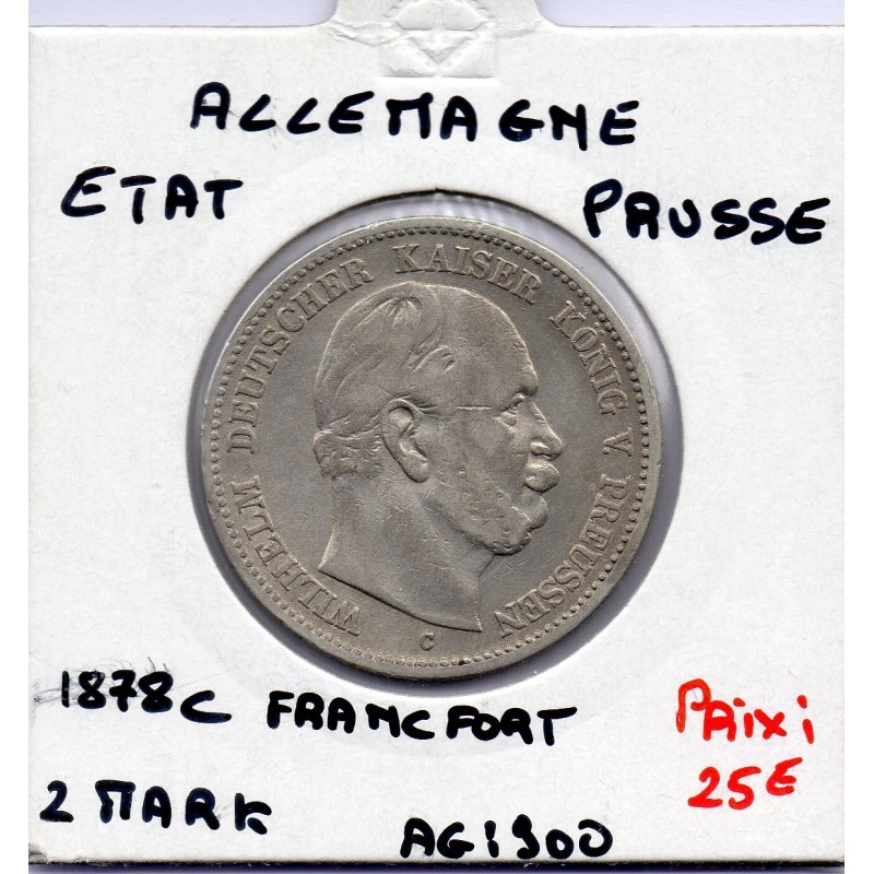 Prusse 2mark 1876 C TTB KM 506 pièce de monnaie Prusse 2mark 1876 C TTB KM 506 pièce de monnaie