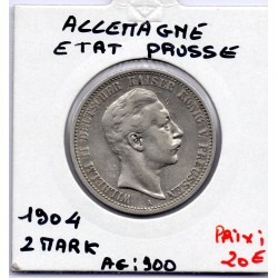 Prusse 2 mark 1904 A TTB KM 522 pièce de monnaie