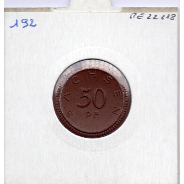 Saxe 50 pfennig porcelaine 1921 Sup KM - pièce de monnaie