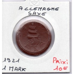Saxe 1 mark porcelaine 1921 Sup KM - pièce de monnaie