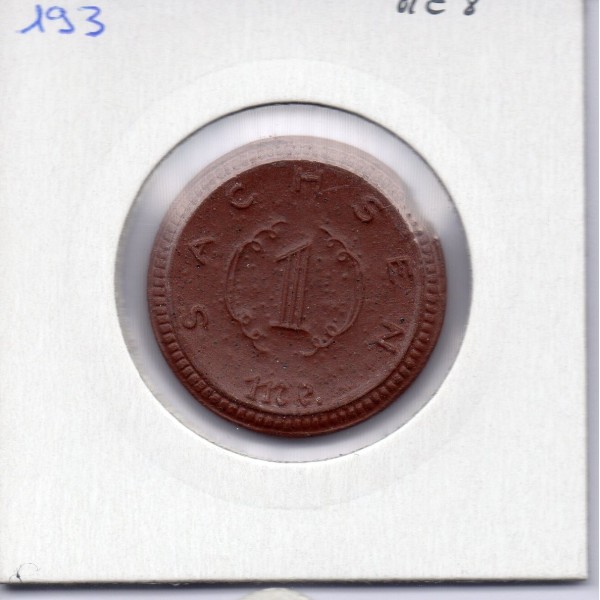 Saxe 1 mark porcelaine 1921 Sup KM - pièce de monnaie