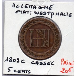 Westphalie Jérome Napoléon 5 centimes 1809 C TTB KM 94 pièce de monnaie