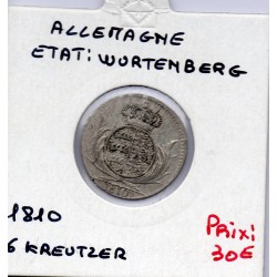 Wurtemberg 6 kreuzer 1810 TTB KM 495 pièce de monnaie