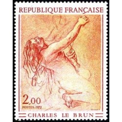 Timbre France Yvert No 1742 Charles Lebrun, étude de femme à genoux