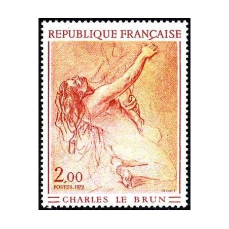 Timbre France Yvert No 1742 Charles Lebrun, étude de femme à genoux